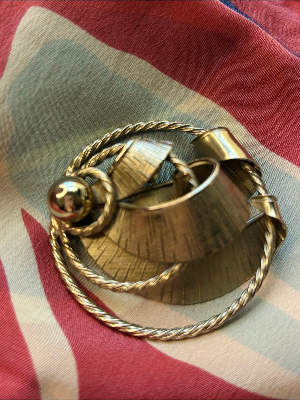 Vintage KRAMER of New York Silver Tone Modernist Abstract Brooch Pin MCM